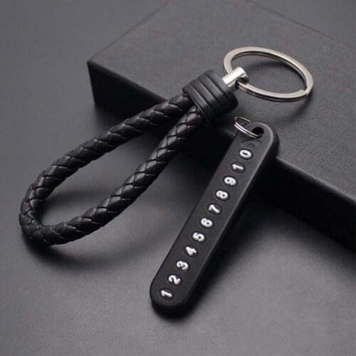 DIY Anti-lost Phone Number Keychain Lanyard Keyring Car Key Chain Leather Strap Car Key Ring with Telephone Number
