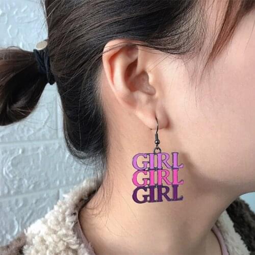 UJBOX Three-color Tone Matching Enamel Letters BABY MOM GIRL Ear Hooks Women Kids Earrings Mothers Day Gift Accessories