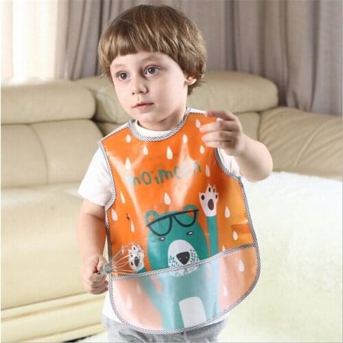 Baby Bibs EVA Waterproof Feeding Bibs Cartoon Animal Print Feeding Cloth Sleeveless Children Baby Apron Babador Bandana
