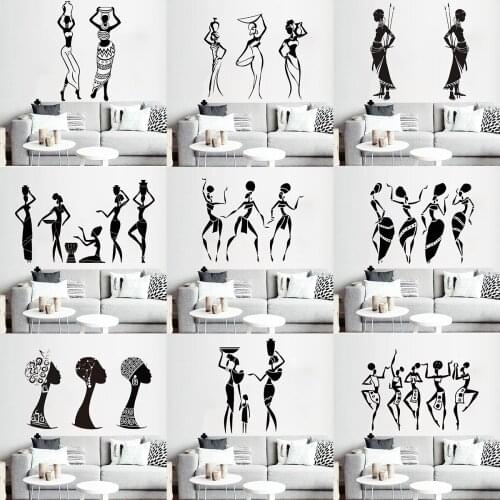 Housewares Tribal African Woman Wall Decal Afrio Girl Vinyl Wall stickers Home Decor Living Room Modern Design Wall Art Mural