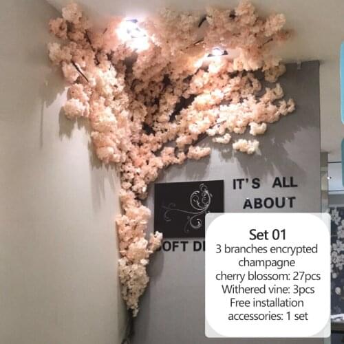 Artificial Cherry Tree Set Flower Branches Withered Vine diy kit Wedding Arch Decoration Home Hanging Flower Wall Festival Decor