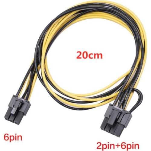6 Pin PCI Express To Dual PCIE 8 (6+2) Pin Power Cable 20/50cm Motherboard Graphics Card PCI-E GPU Power Data Cable Splitter