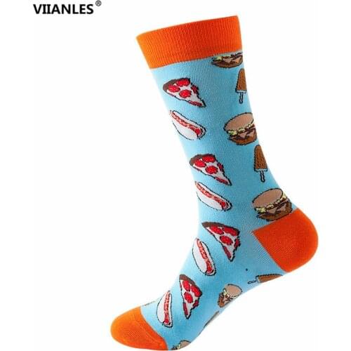 VIIANLES Hip hop Cool Socks Combed Cotton Fashion Hip Hop Women Socks Harajuku Oil Painting Colorful Food Printed Happy Socks