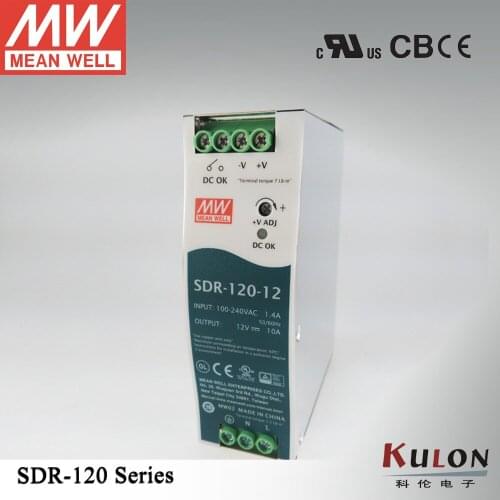 Meanwell SDR-120-48 120W 2.5A 12V 24V 48V slim single phase Industrial DIN Rail Power Supply with PFC 5A 10A