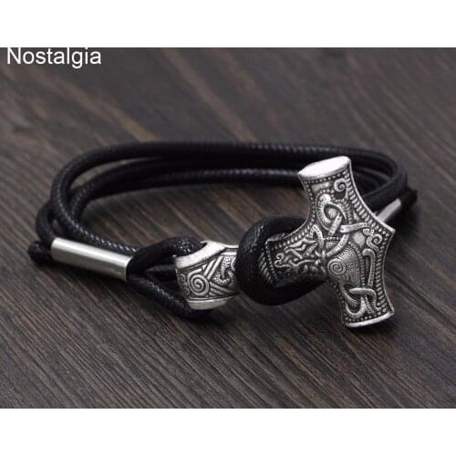 Nostalgia Thor Hammer Men Tibetan Jewelry Charm Bangle Viking Adjustable Cuff Bracelet Unice Graduation Gift