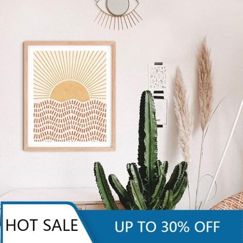 Line Art Nordic Poster Abstract Canvas Painting Sun Wall Art Print Moon Modern Picture for Living Room Christmas Wall Home Decor