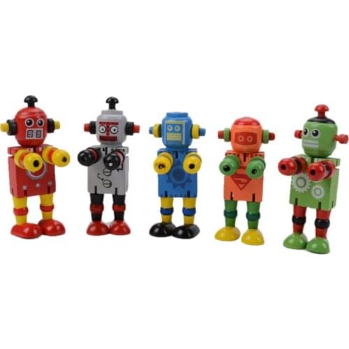 Novelty Wooden Robot Toy Learning Transformation Colorful Wooden toy for kid Present Joint Moved Deformation Robot Toys