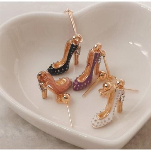New Fashion Cute Enamel High Heels Women Earrings Wholesale High Quality