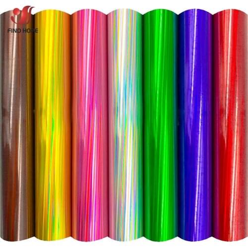 30cm 50*100cm PET Iridescent Hologram Heat Transfer Vinyl Iron on T Shirts Heat Press Cricut Film Printing Clothing Bags DIY
