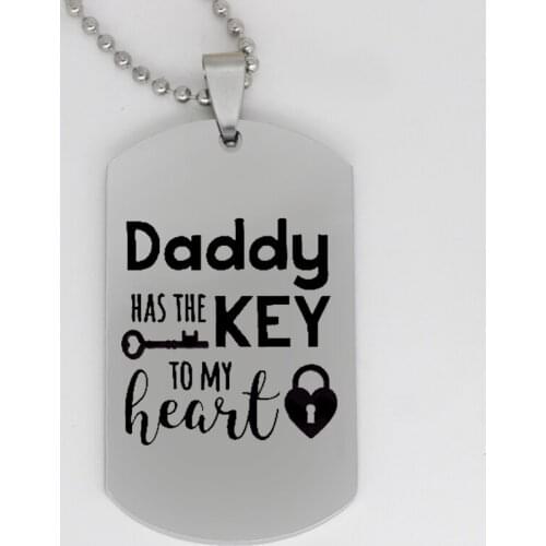 Ufine jewelry dad gift pendant army card Daddy has the key to my heart stainless steel Customed necklace N4099
