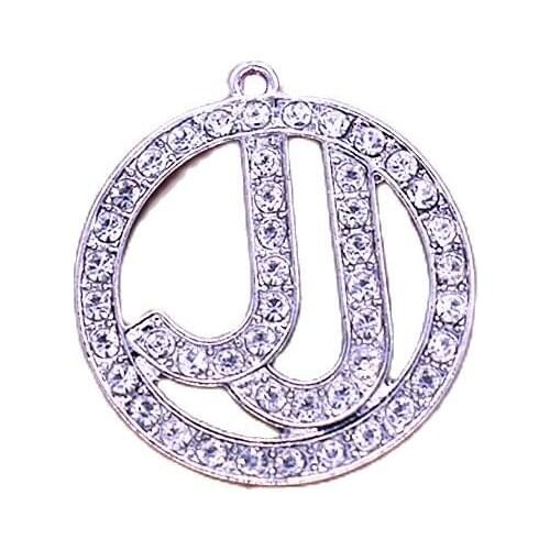 Alloy Silver Plated White Crystal Jack And Jill Charm Organization Label JJ Pendants