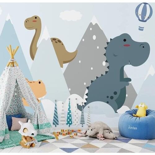 Custom Mural Wallpaper Modern Hand-painted Dinosaur Childrens Room Bedroom Cartoon Mural Home Decor Papel De Parede Infantil 3D