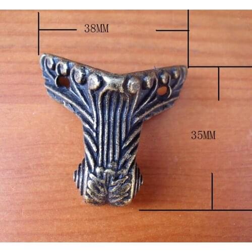 Vintage Zinc Alloy Flower Footing,Decoration Legs,Wooden Box,Cabinet Corner,Bronze Furniture Hardware,38*35mm,16Pcs