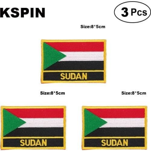 Sudan Rectangular Shape Flag patches embroidered flag patches national flag patches for clothing DIY Decoration