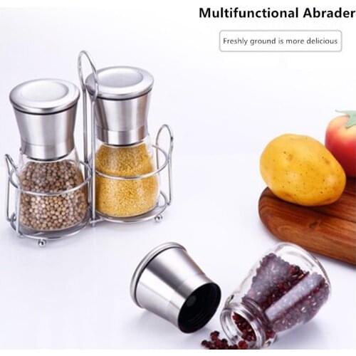 Creative Stainless Steel Grinder Kitchen Supplies Glass Seasoning Bottle Manual Household Black Pepper Grinder Seasoning Bottle