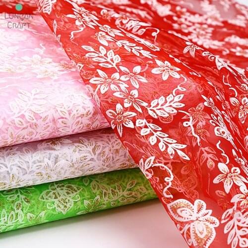 1Meter Colorful Butterfly Printed Tulle Mesh Fabric DIY Handmade Baby Girl Dress Skirt Headband Garment Sewing Material