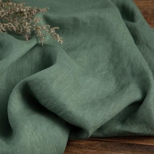 High quality new pure linen fabric Grey lake green tissu Top grade robe dress pants shirt coat patchwork