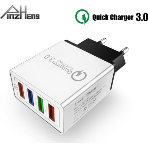 PINZHENG 4 USB Port Quick 3.0 Charge 5V 3.1A Fast Charging Phone Charger For iPhone Samsung Xiaomi Huawei US EU Plug Charger