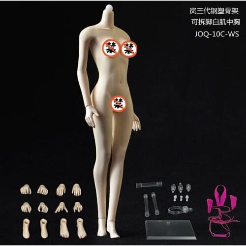 1/6 Female Super-Flexible Stainless Steel Ball Sexy Asia Lan Middle Breast Bust Detachable Foot Seamless Bodies