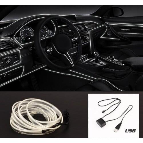 1M LED EL Light Neon Rope Car Dance Glow Light Strip + 3V/12V Controller USB Drive Car Decoration Light Car Styling Party Decor