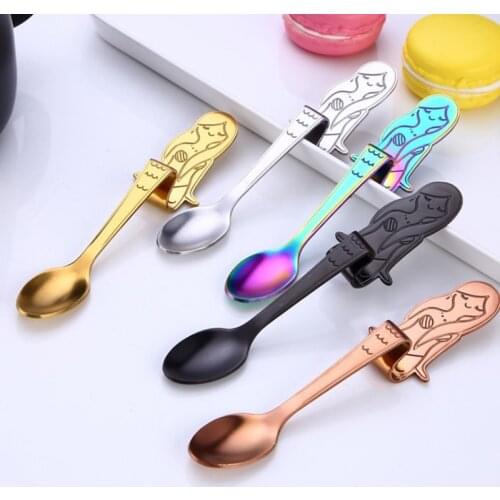 1Pcs Mermaid Coffee Spoons 304 Stainless Steel Hanging Coffee Spoon Teaspoon Sugar Moka Ice Cream Tea Spoon Tools Tableware