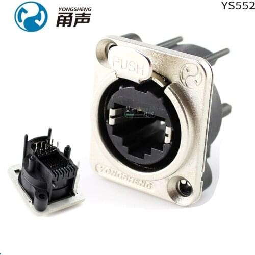 1Pcs Yongsheng YS552 network RJ45 module panel socket vertical PCB welding LED large screen shielding noise interference HIFI