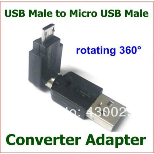 10pcs USB 2.0 Male to Micro USB 2.0 Male Converter Adapter 360 Degree Rotation Angle Adapter Connector High Quality