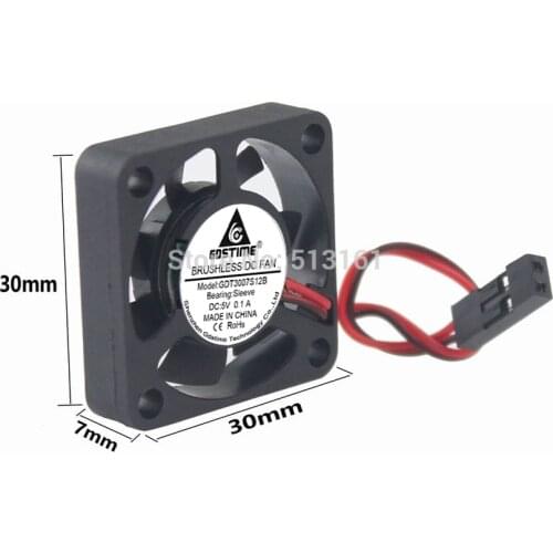 2PCS Gdstime Dupont 2Pin 5V Small Micro Blushless DC Cooling Fan 30mm 30x30x7mm 3007s