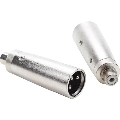 2Pcs Metal Audio Adaptor XLR 3Pin Male to RCA Female Audio Adapter Connector Converter HIFI Supported for Microphone Speaker