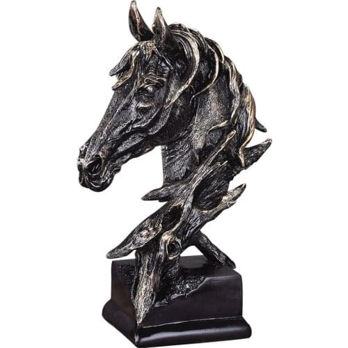 41CM HORSE HEAD BUST HORSE STATUE ORNAMENT ART CRAFTS COUNTRY VINTAGE CHIC RESIN STATUES SCULPTURES BUSINESS HOME DECOR R2022
