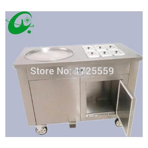 45cm single pan fried ice cream rolled machine thailand Flat fry Fried Ice Cream roll Machine With 6 Cooling Storage Barrel