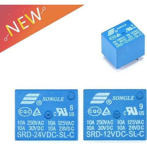 5pcs/lot SRD-12VDC-SL-C T73-12V 5 pin PCB Type 12V DC Power Relay SRD-24VDC-SL-C 10A 125VAC 28VDC