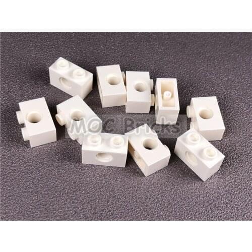 50pcs/lot MOC Bricks White Technic, Brick 1 x 2 with Hole fit with 3700 DIY Educational Building Blocks Toys for children gifts