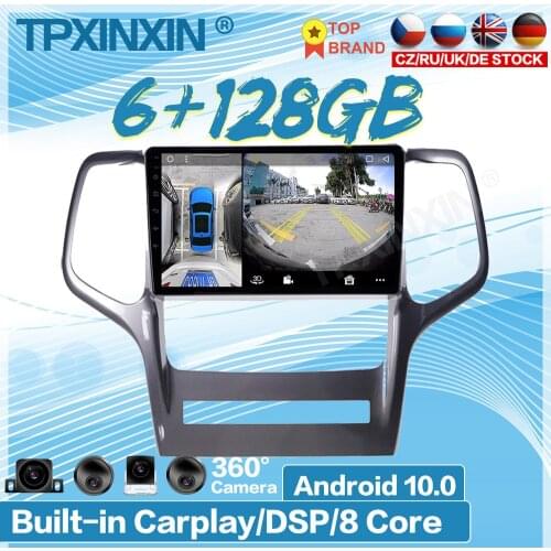 6+128G For Jeep Grand Cherokee 2008-2013 Car Android 360 HD Auto Surround View Camera GPS Video Multimedia Stereo Auto Player