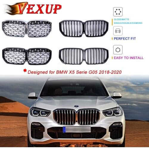 Car Styling Front Grille for BMW X5 Series G05 2018-2020 ABS Plastic Front Bumper Grill Auto Center Grille Vertical Bar