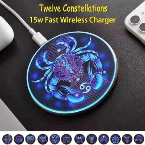Constellations Wireless Charging Pad,15w Qi Wireless Charger for iPhone 12 11 XR, Wireless Charging Station for Samsung Xiaomi