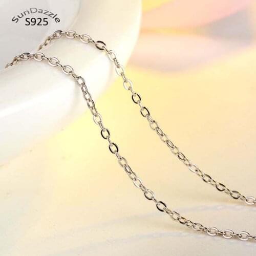 1.0mm Genuine Real Pure Solid 925 Sterling Silver Chain Necklace for Women O Cross Basic Chains Fine Jewelry Female Necklace