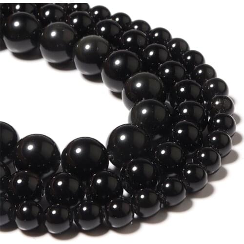 Black Agates Onyx Stone Beads Natural Stone Beads Smooth Round Loose Spacer Beads For Jewelry Making DIY Bracelets 15'' 6/8/10mm