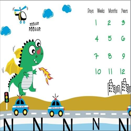 Days Boy Dinosaur Infant Newborn Baby Monthly Milestone Blanket Photo Props Background Backdrop Cloth Diaper Accessories Gift