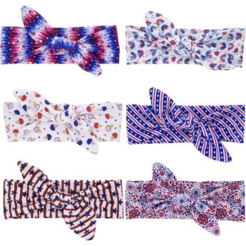 Infant Headwear Five-pointed Star Pattern Hair Accessories Soft Toddlers Bunny Ears Hairband for American Independence Day
