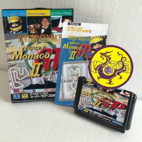 Ayrton Sennas Super Monaco II With Box And Manual 16bit MD Game Card For Sega Mega Drive For Genesis