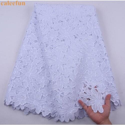 Nigerian Lace Fabrics 2021 High Quality African Guipure Cord Lace Fabric With Sequins For Party Sequins Water Soluble Lace Y2163