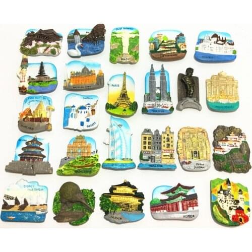 Multi-country High-quality Resin Handmade Painted 3D Fridge Magnets World Travel Souvenir Refrigerator Magnetic Stickers