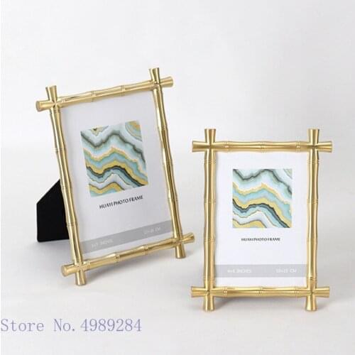 Metal Photo Frame Creativity Bamboo Joint Golden Border Desktop Crafts Ornaments Wall Hanging Gold and Silver Picture Frames