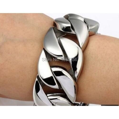 9.25" *32mm Men Heavy Weight Bling Massive 316L Stainless Steel Bracelet Cuban Chain Bangle For Cool Gifts