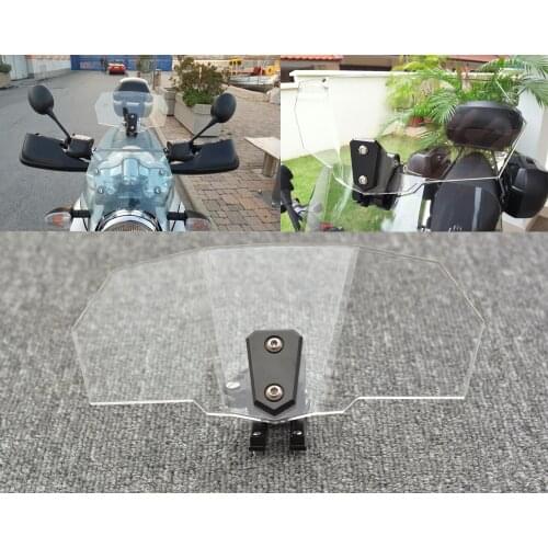 Motorcycle Risen Transparent Windshield Bracket Set Screen Protector Adjustable Lockable for BMW Kawasaki Honda