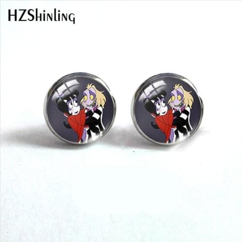 2021 New Beetlejuice and Lydia Stud Earring TV Series Round Earrings Handmade Glass Dome Photo Printed Jewelry Gifts