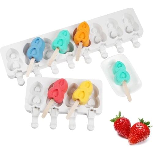 New 8 cavities Silicone Popsicle Mold Groove shape Ice Cream tools Bar Makers DIY Kithchen Homemade Ice lolly Moulds