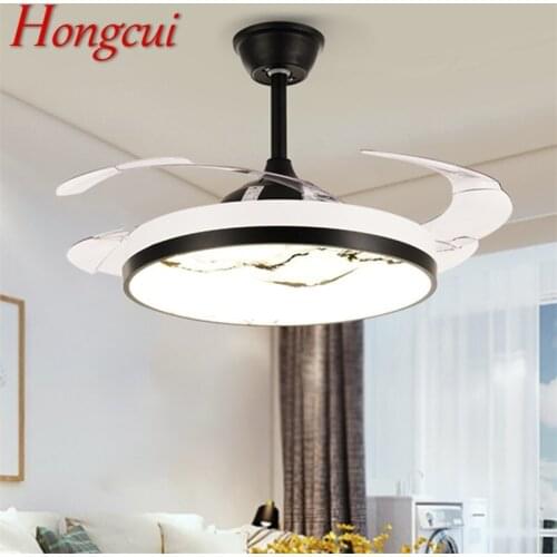 Hongcui New Ceiling Fan Light Invisible Lamp With Remote Control Modern LED For Home 110V 240V