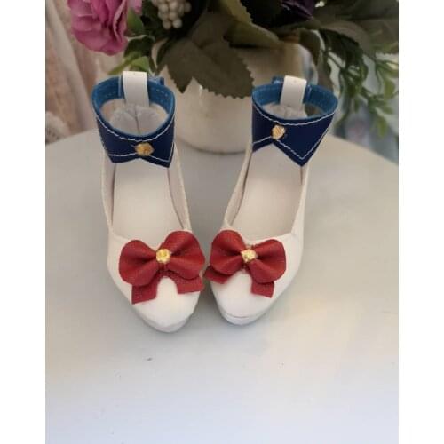 BJD doll shoes Suitable for with 1/3 size SD DD fashion bow white PU navy model high heels doll accessories